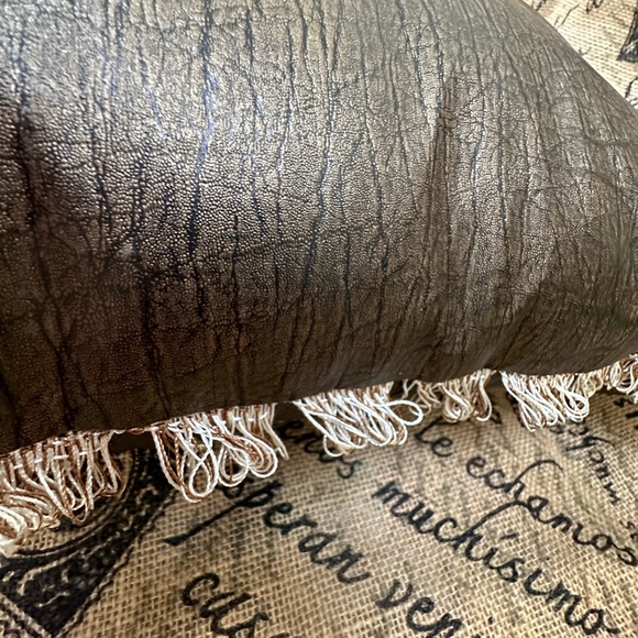 Faux Leather Textured Distressed Pillow - Picture 9 of 9